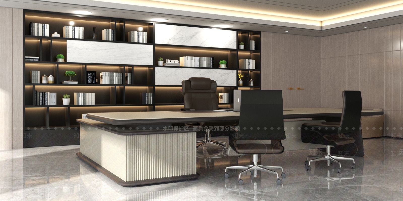 办公桌椅组合3D模型下载【ID:1144838415】