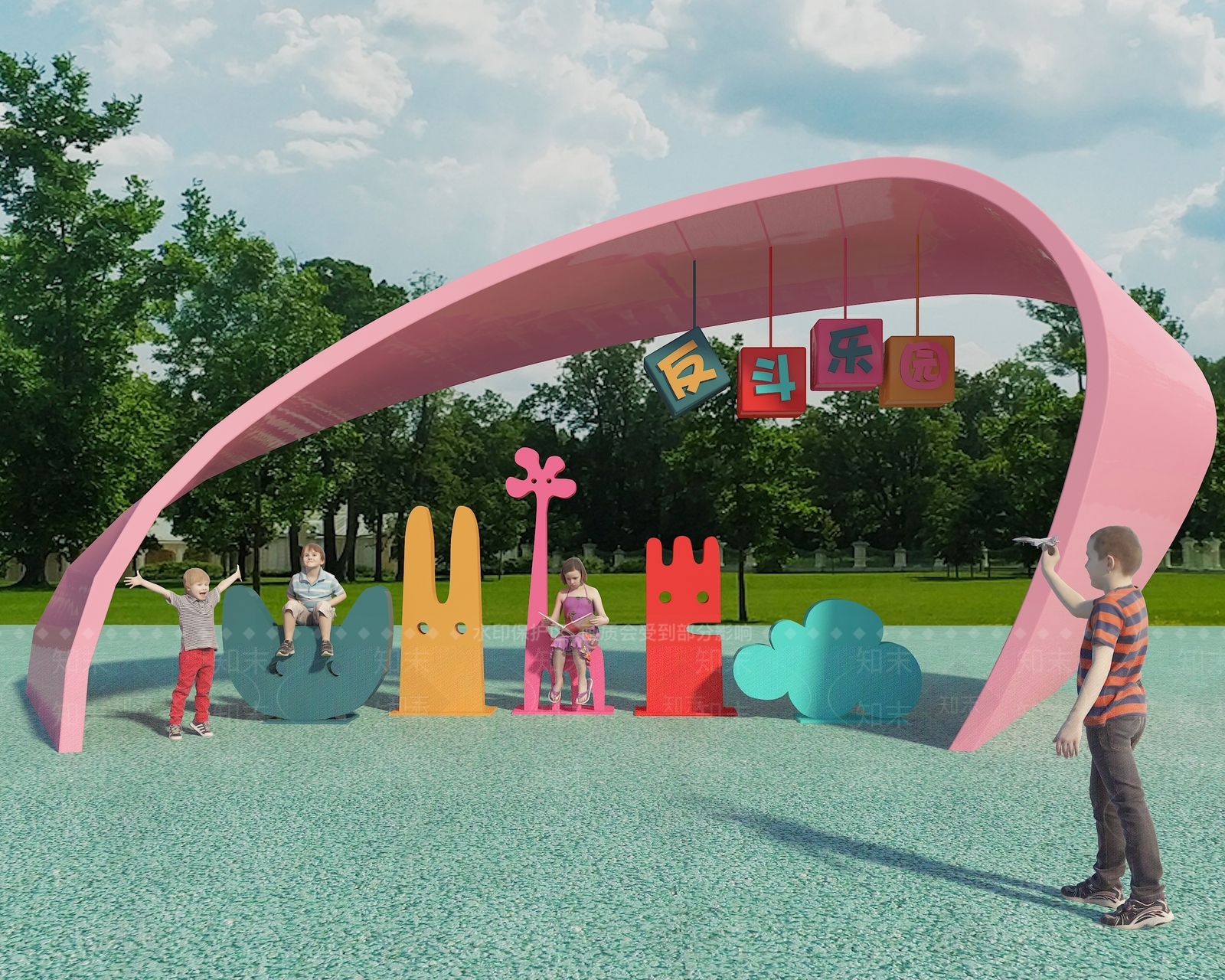 现代儿童公园卡通雕塑小品SU模型下载【ID:1144839713】