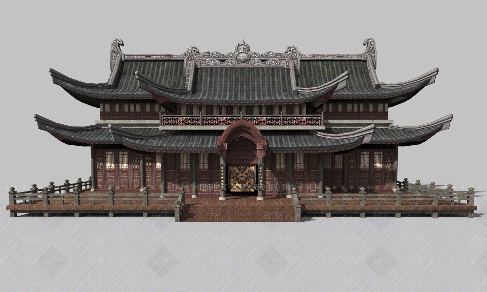 中式建筑配景游戏模型3D模型下载【ID:1144843502】