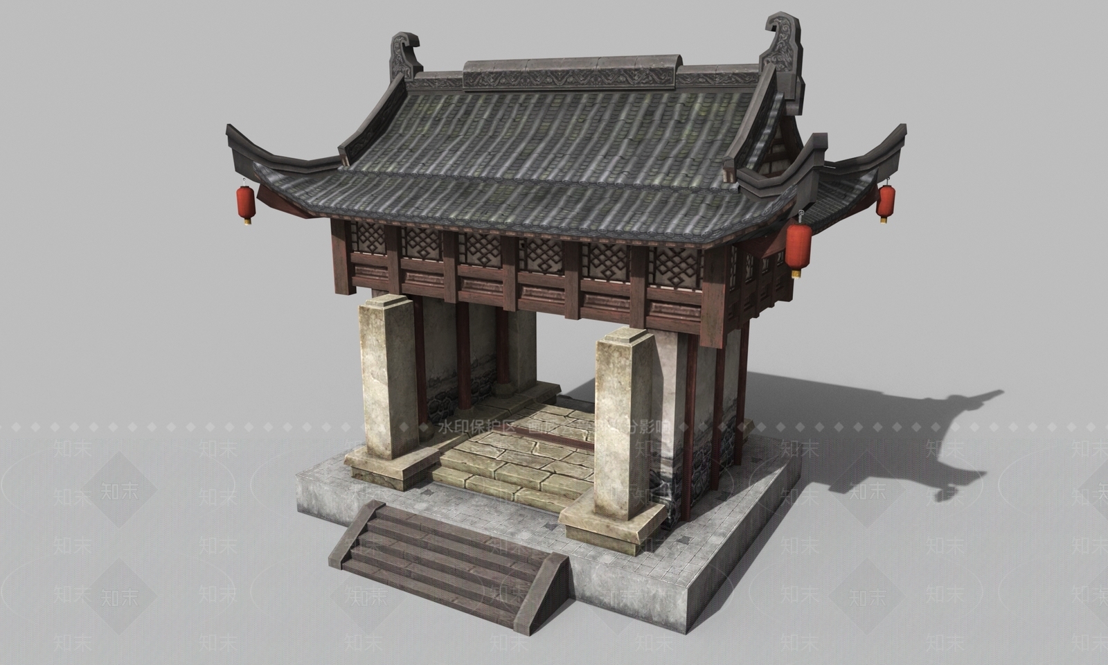中式建筑配景游戏模型3D模型下载【ID:1144844039】