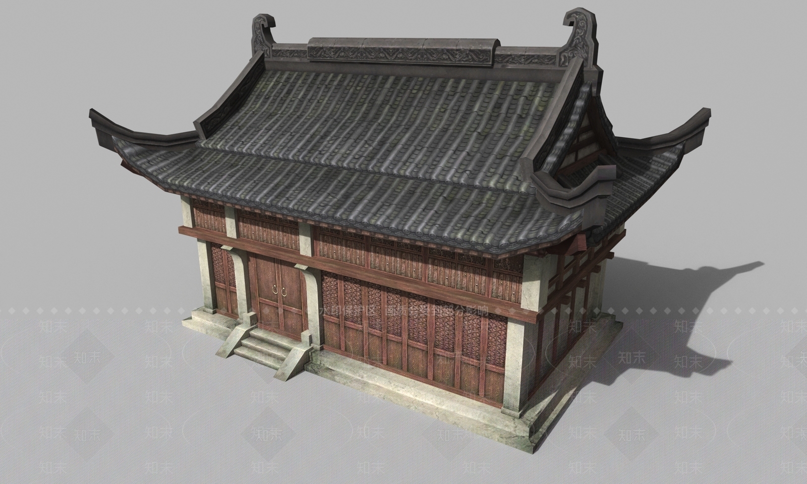 中式建筑配景游戏模型3D模型下载【ID:1144845290】