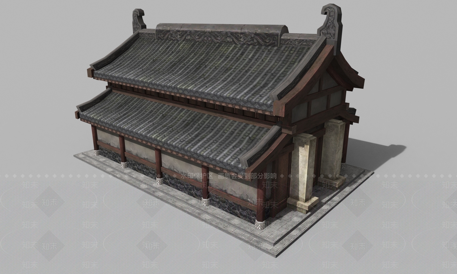 中式建筑配景游戏模型3D模型下载【ID:1144845298】