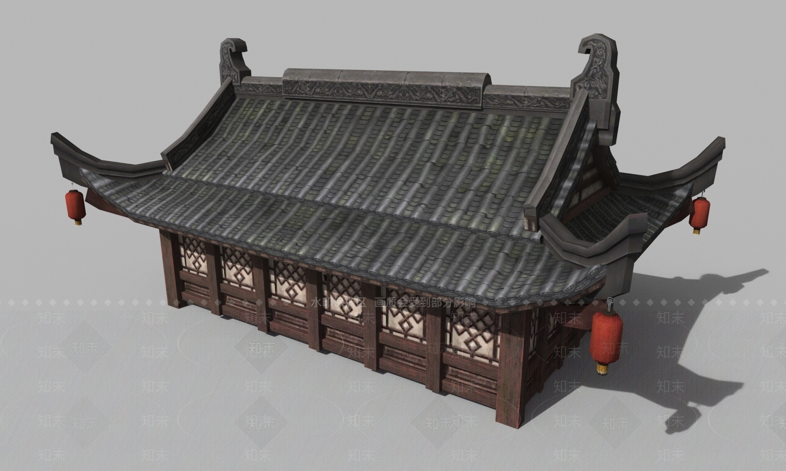 中式建筑配景游戏模型3D模型下载【ID:1144845461】