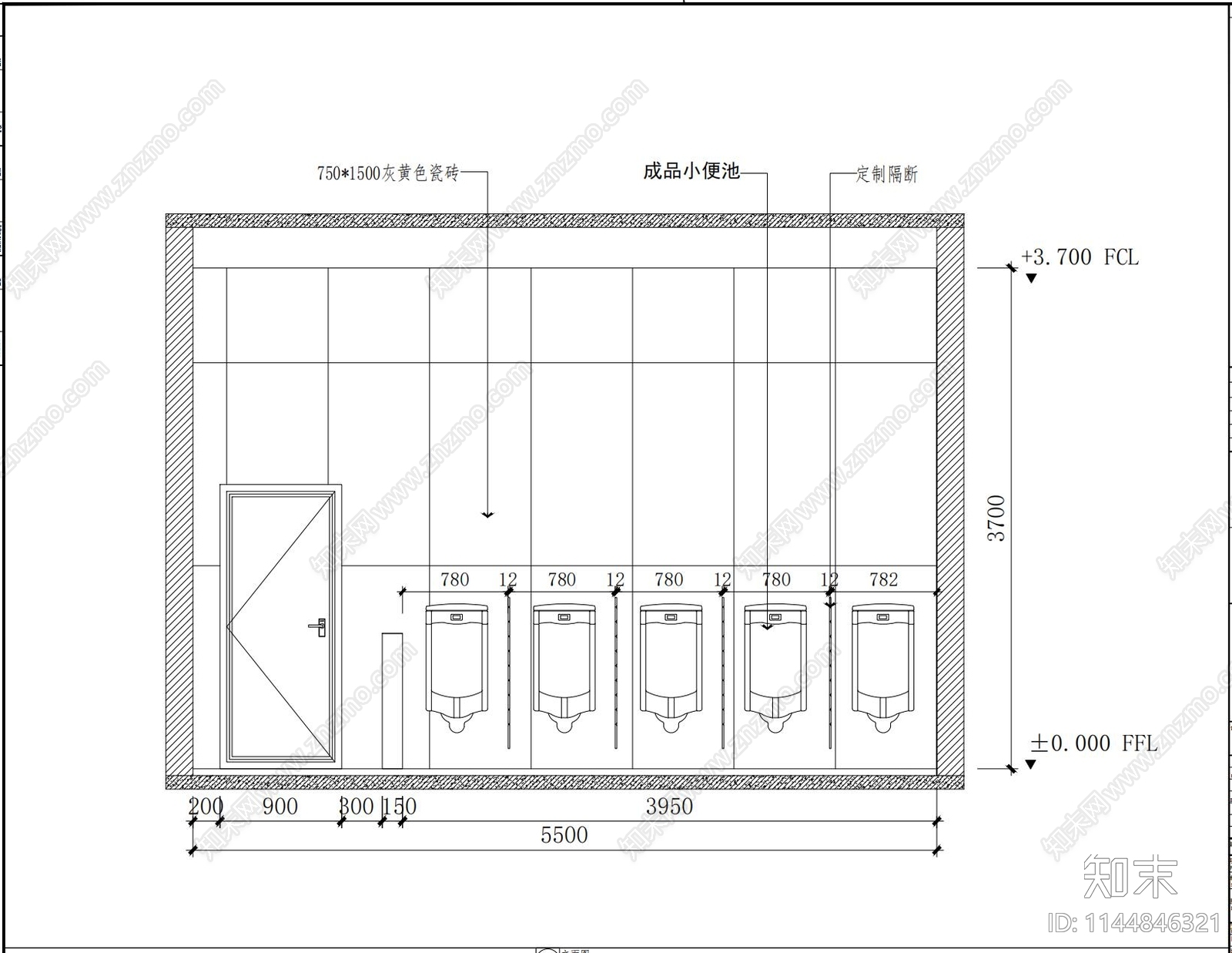 公共卫生间室内装修cad施工图下载【ID:1144846321】