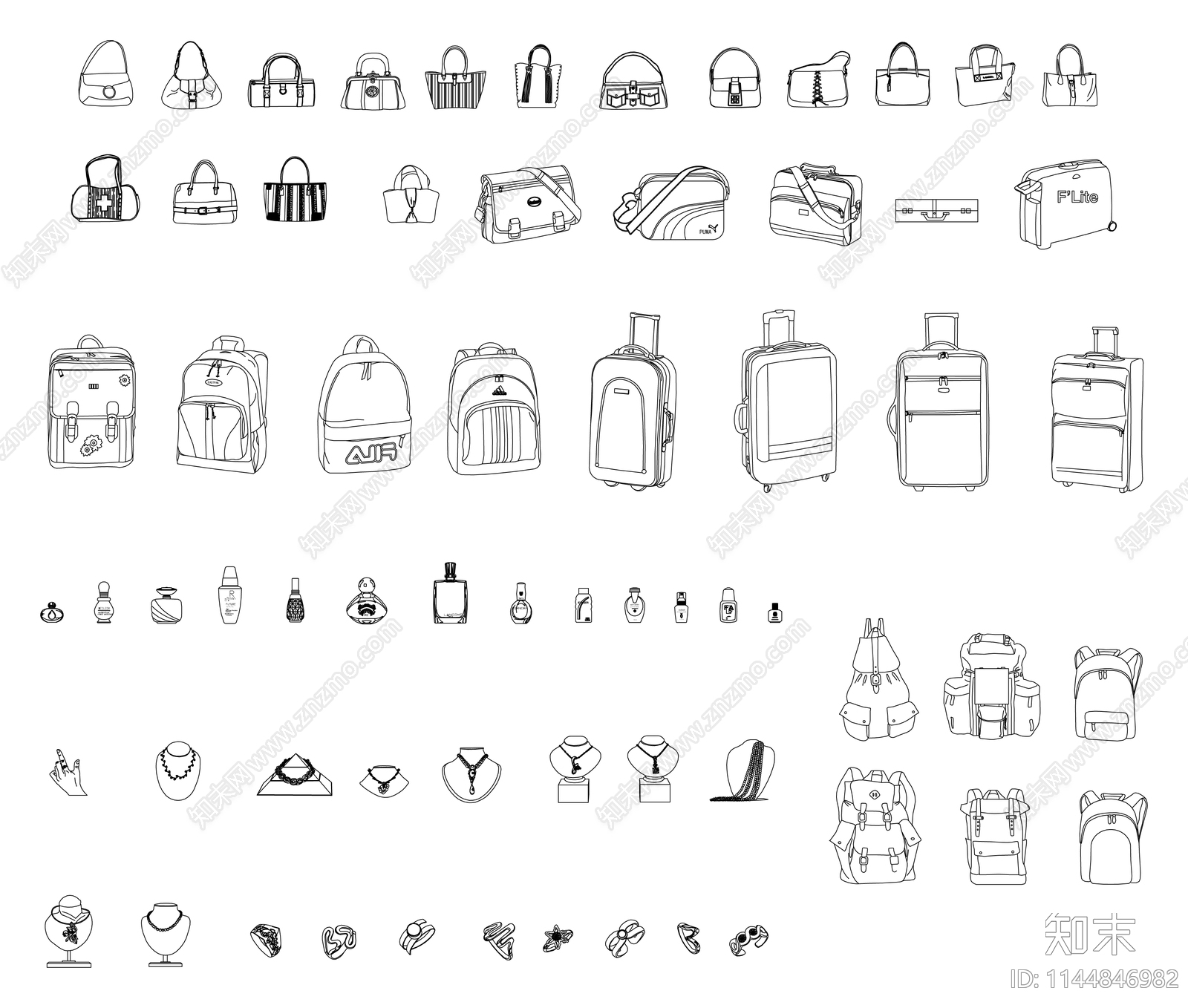 各类箱包及饰品施工图下载【ID:1144846982】