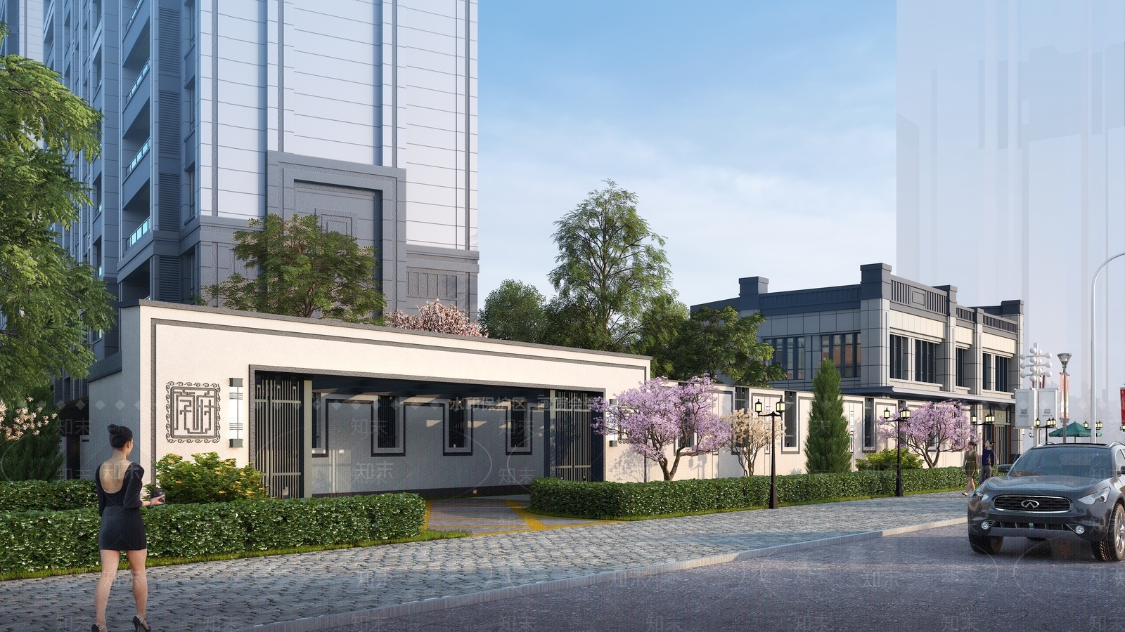 多层住宅大门围墙3D模型下载【ID:1144857140】