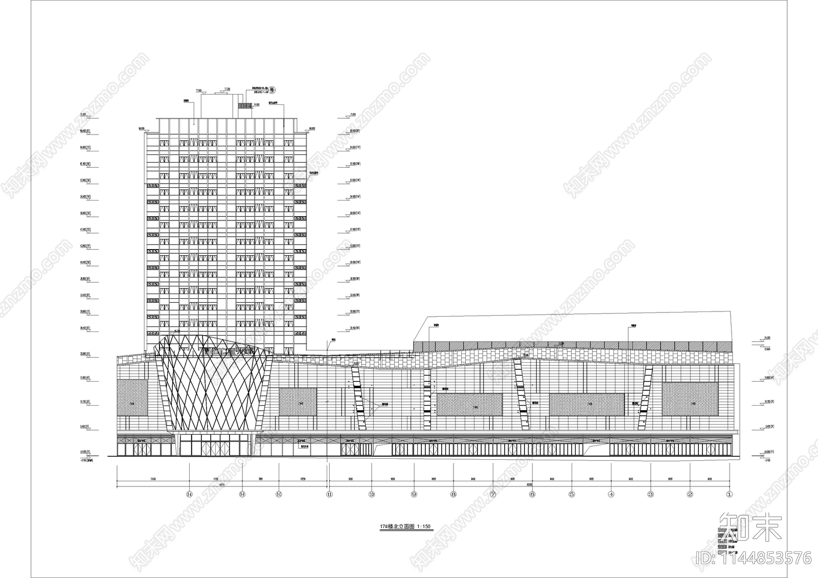 商业酒店综合体建筑cad施工图下载【ID:1144853576】