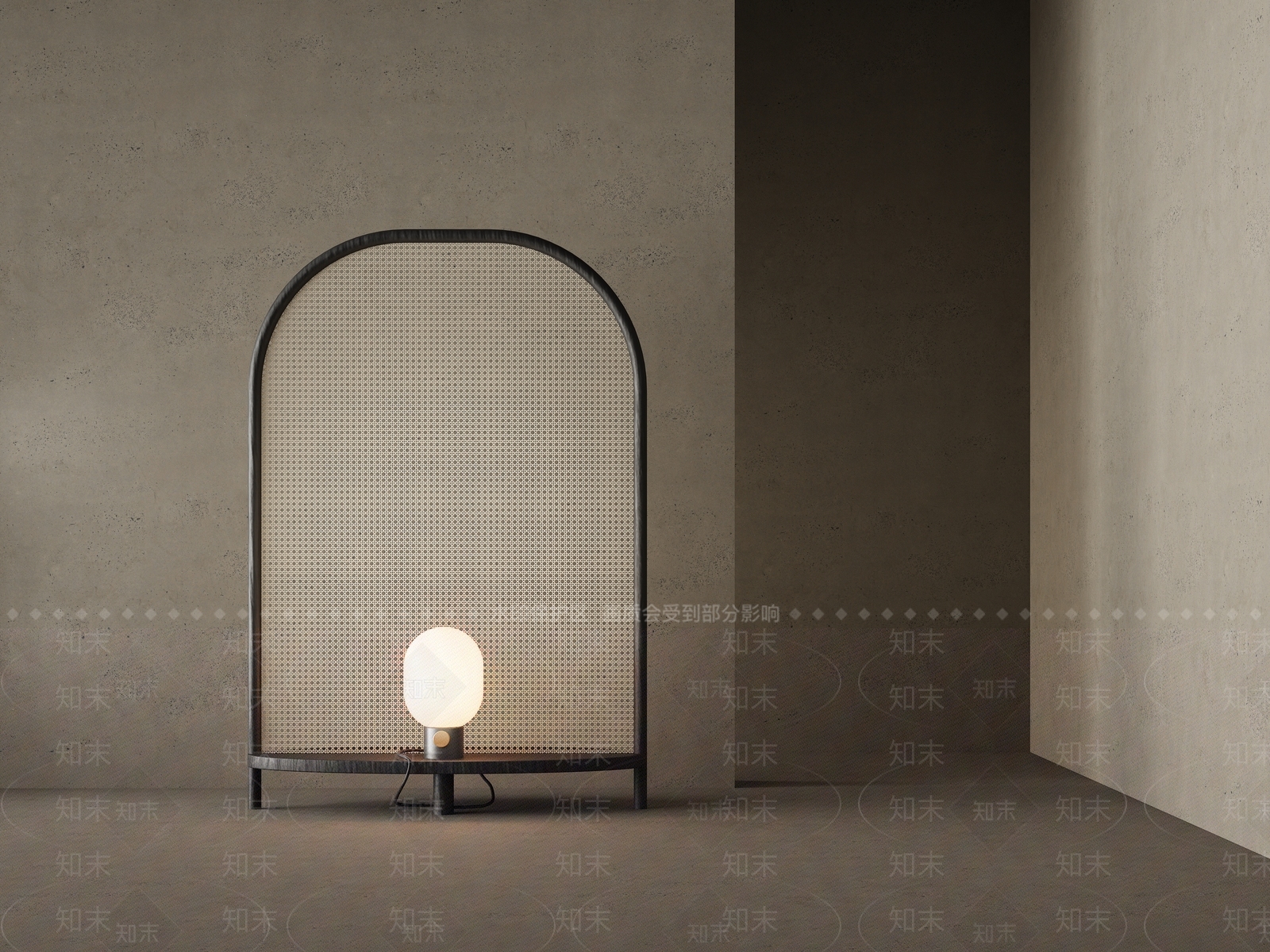 现代诧寂风格屏风台灯3D模型下载【ID:1144857398】