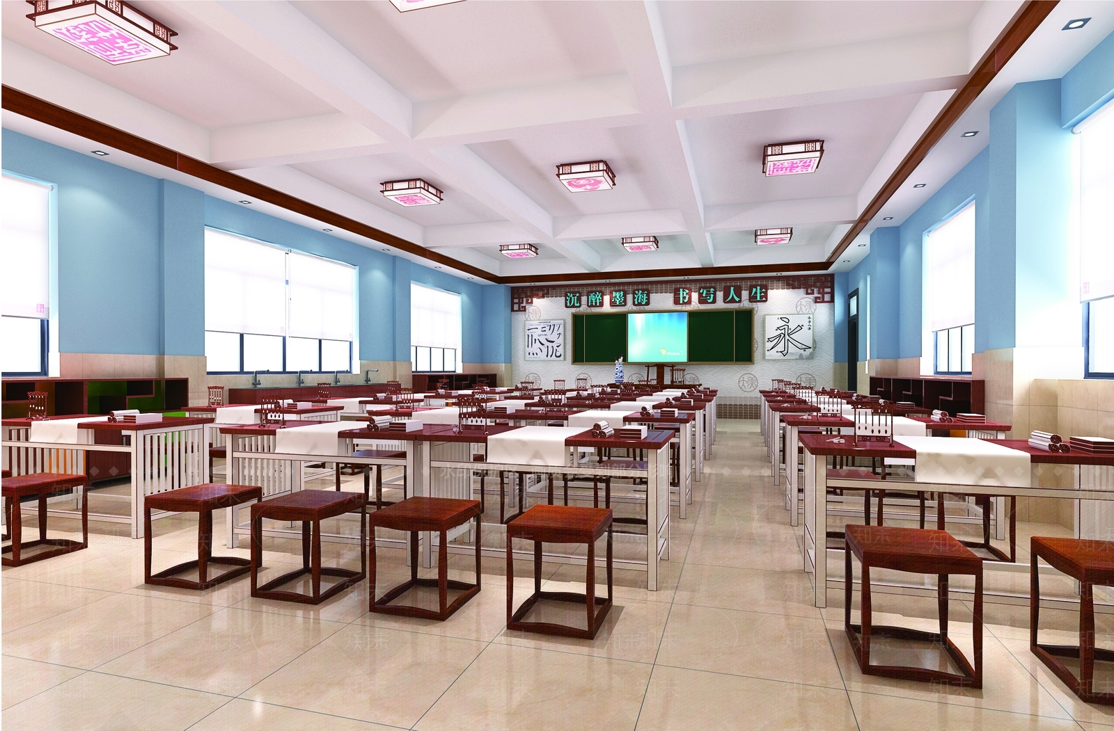新中式书法教室3D模型下载【ID:1144858448】