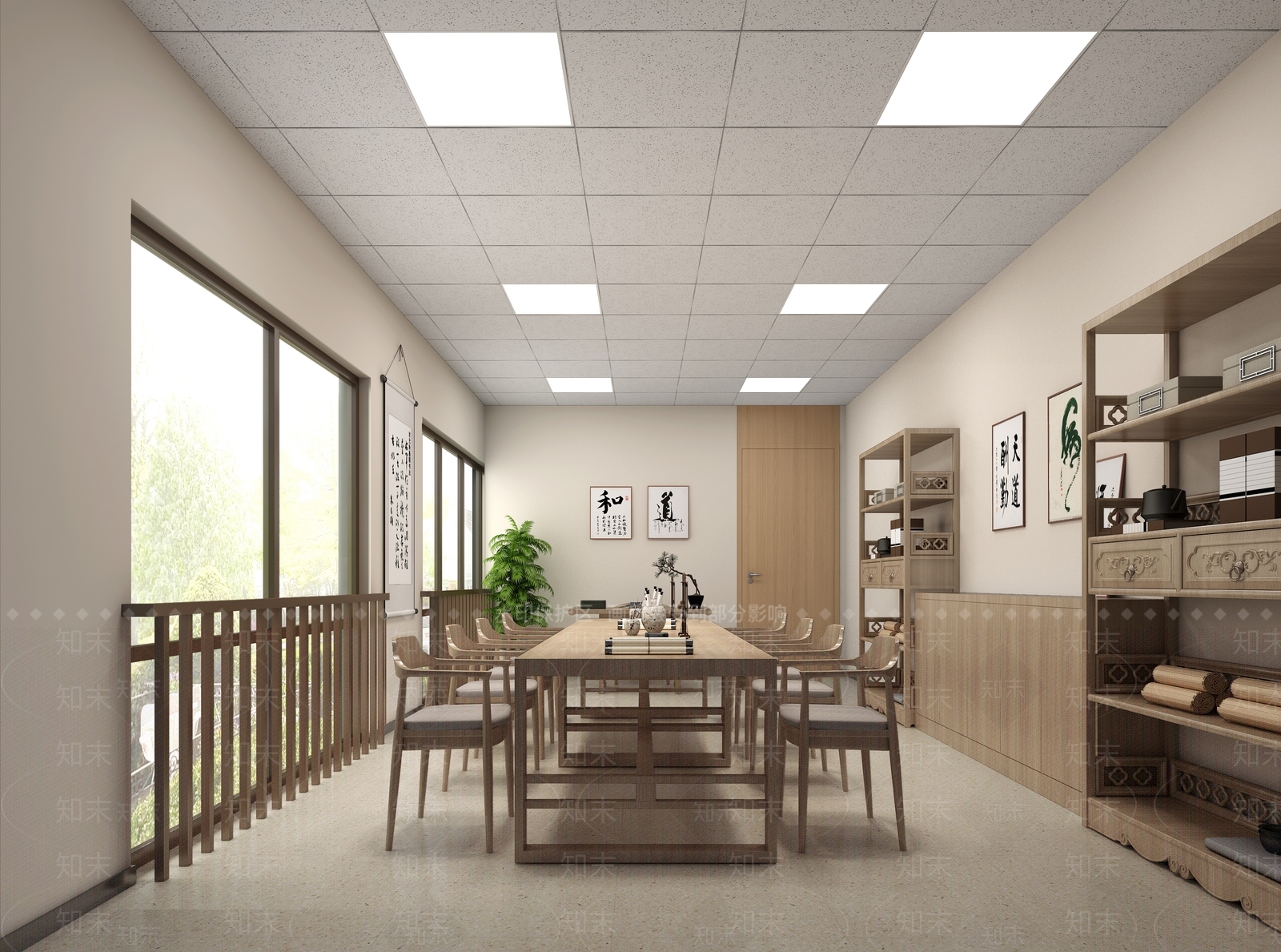 现代活动中心书法室3D模型下载【ID:1144864248】