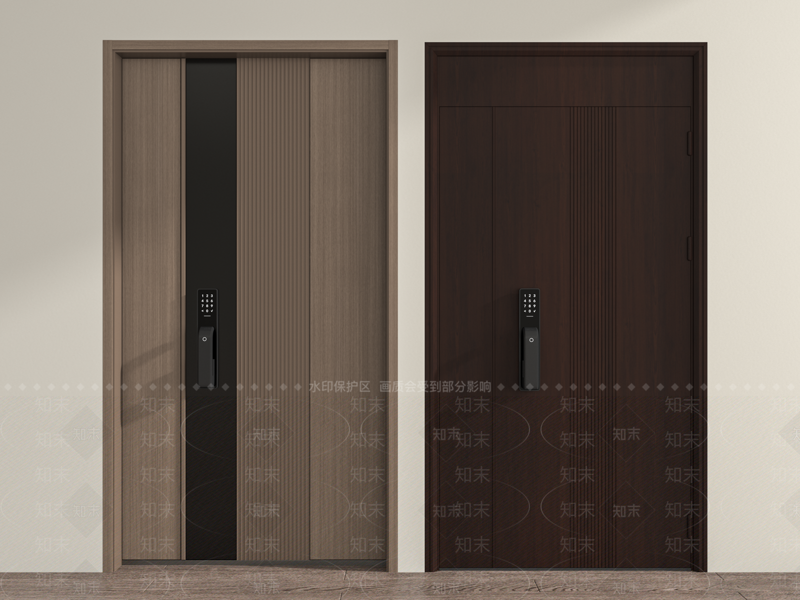 新中式入户门防盗门3D模型下载【ID:1144867805】