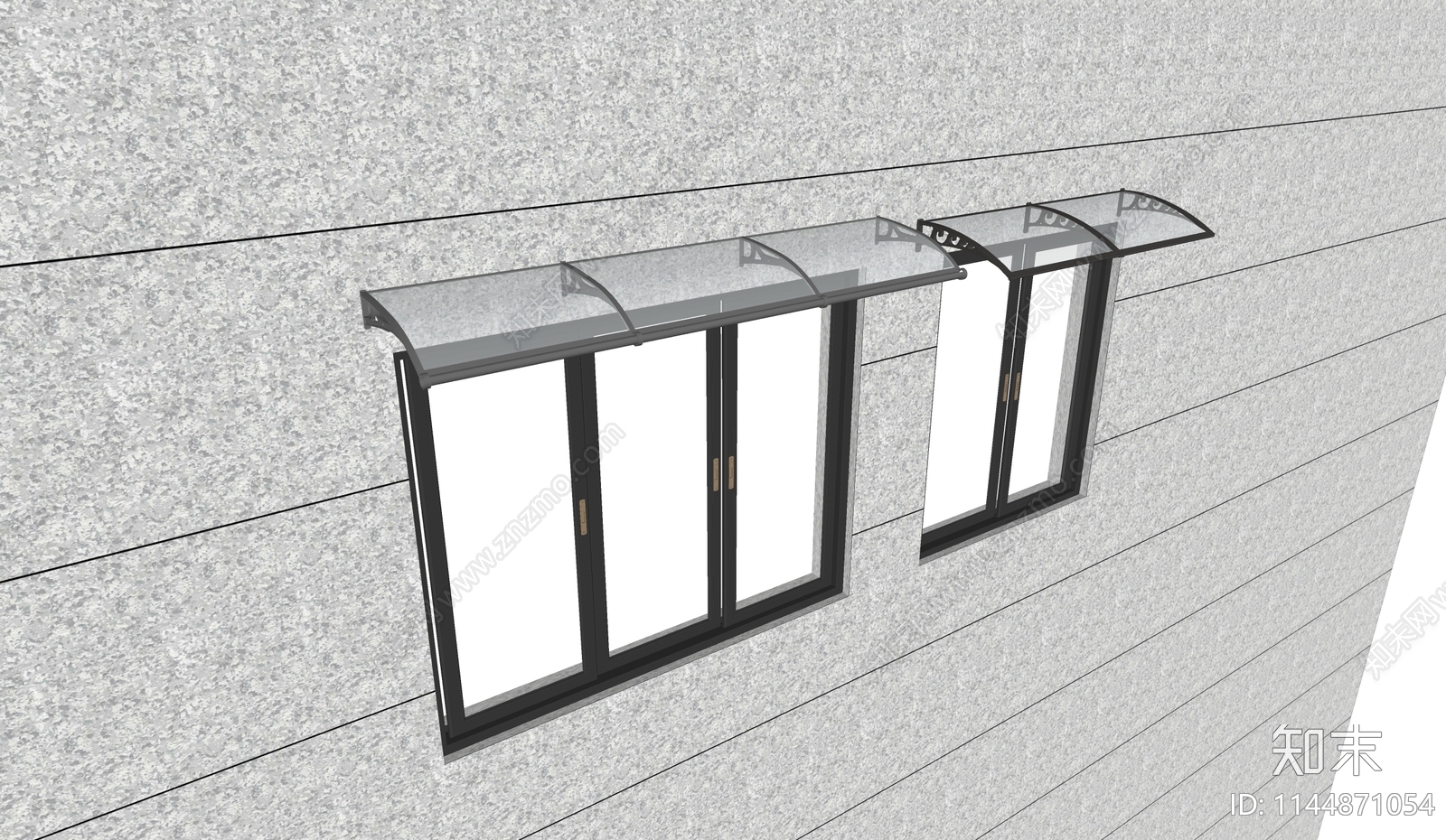 现代钢化玻璃雨棚SU模型下载【ID:1144871054】