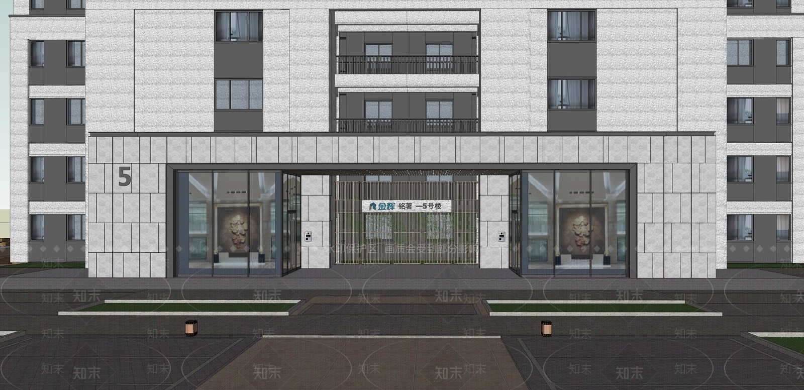 现代高层入户门SU模型下载【ID:1144871681】