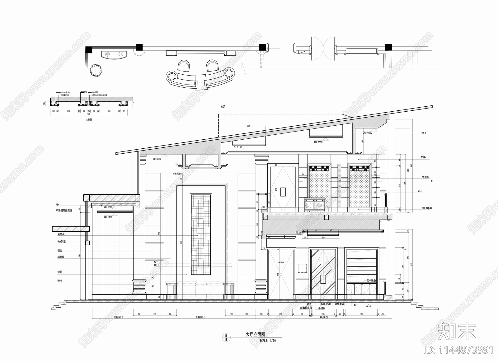 1500㎡健身娱乐餐饮休闲会所室内cad施工图下载【ID:1144873391】