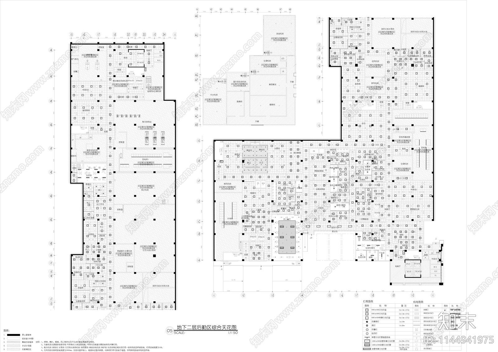 某四星级酒店后勤区平立面cad施工图下载【ID:1144941975】