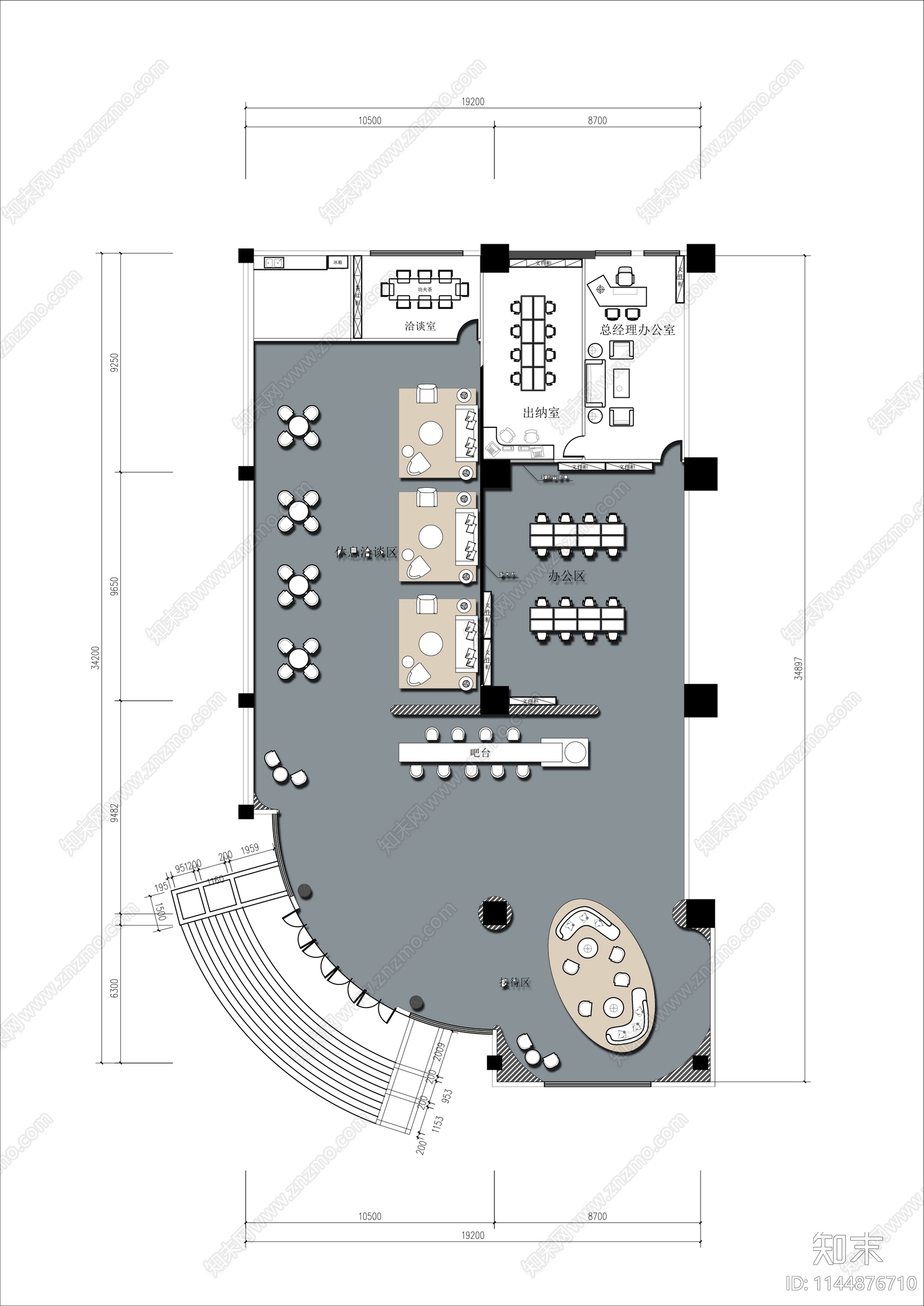 办公室平面布置图施工图下载【ID:1144876710】