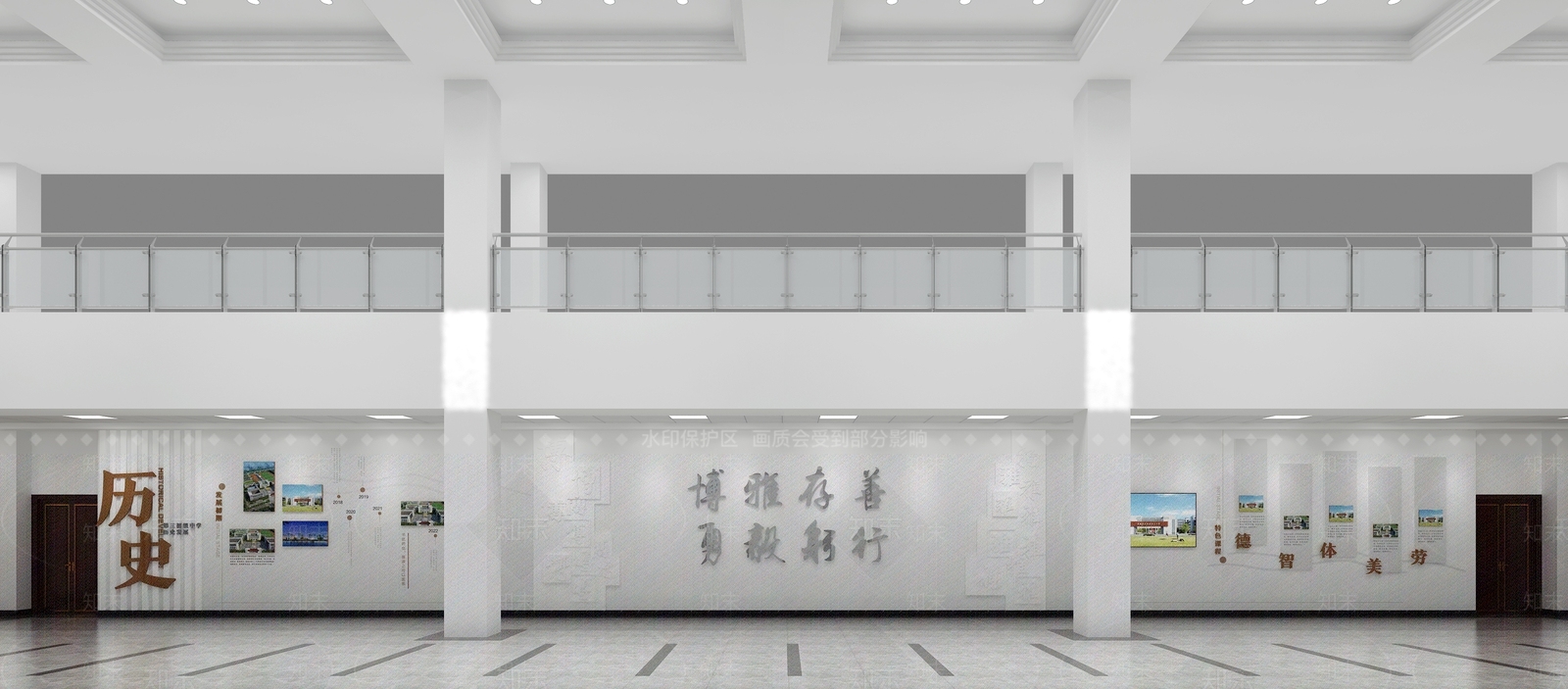 新中式学校大厅SU模型下载【ID:1144876899】