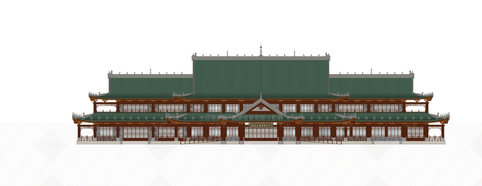 中式古镇古建游客服务中心SU模型下载【ID:1144879097】