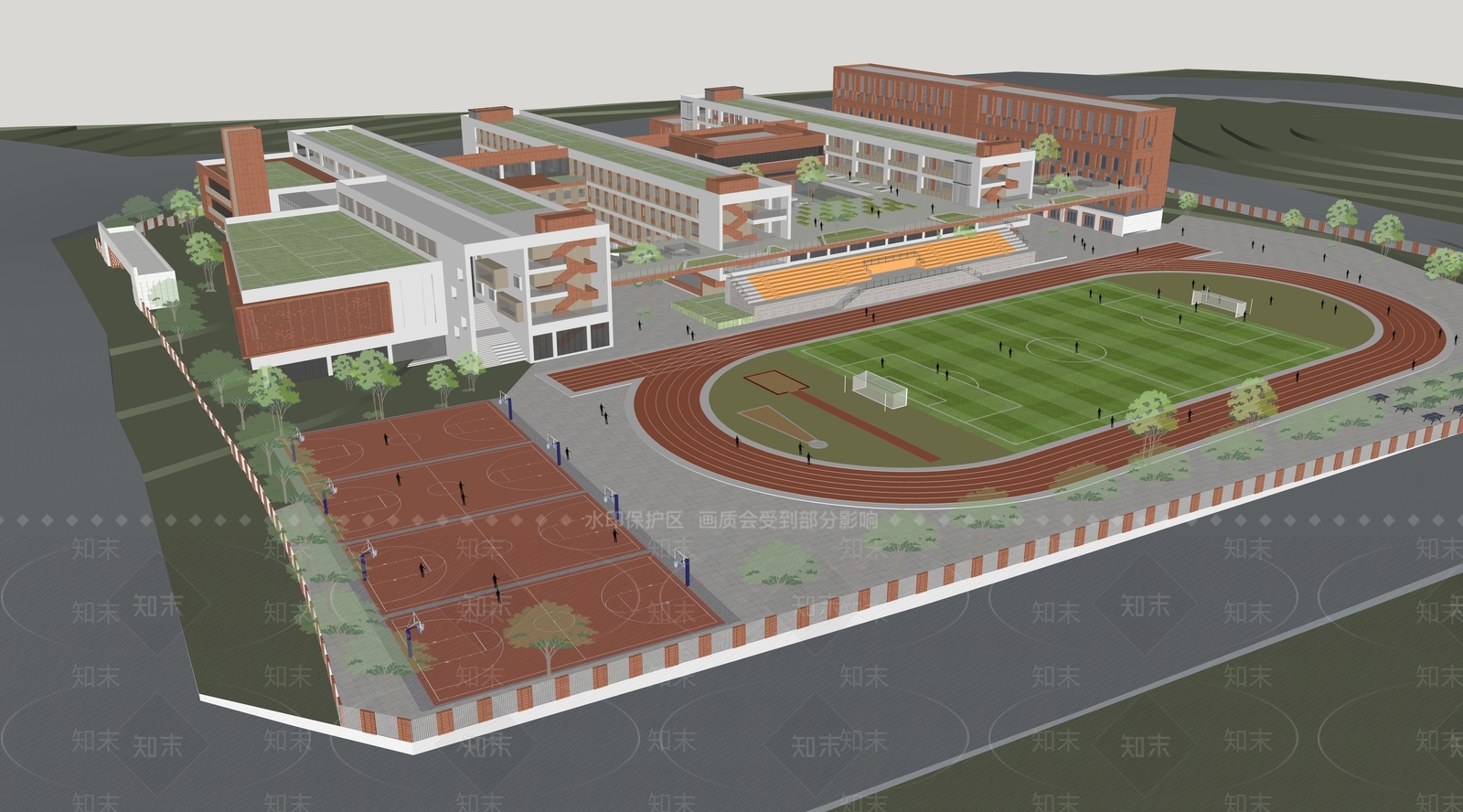 学校建筑SU模型精品下载_SketchUp模型_知末网