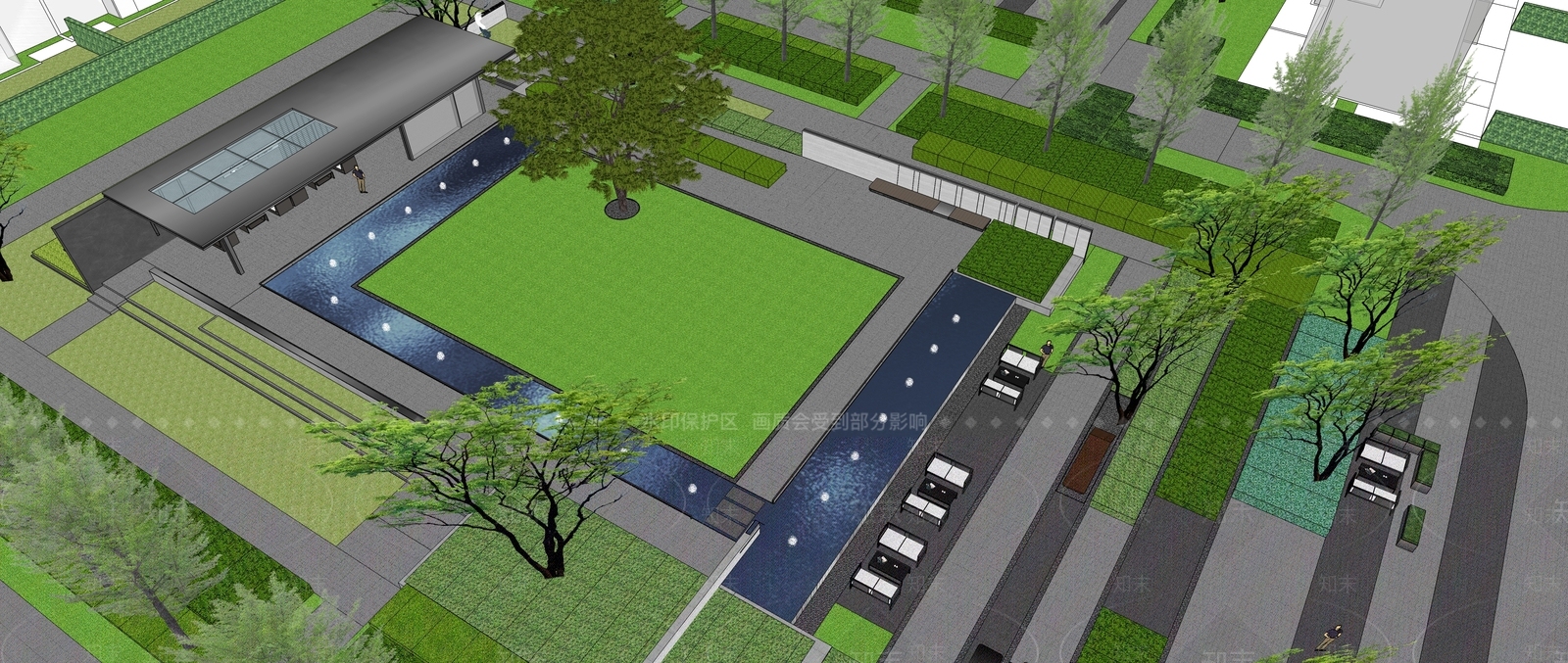 现代小区核心区景观SU模型下载【ID:1144881887】