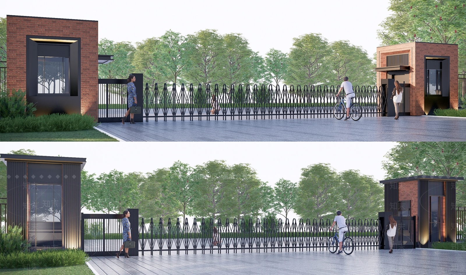 现代红砖工厂入口大门SU模型下载【ID:1144882621】