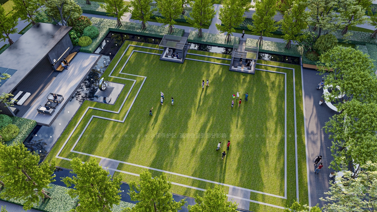现代小区核心区景观SU模型下载【ID:1144885540】