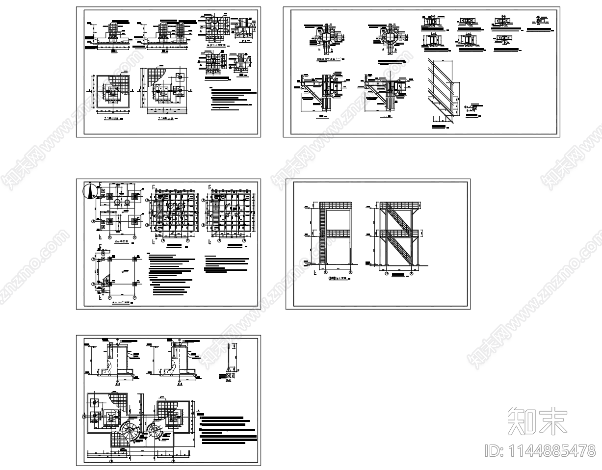 钢结构平台cad施工图下载【ID:1144885478】