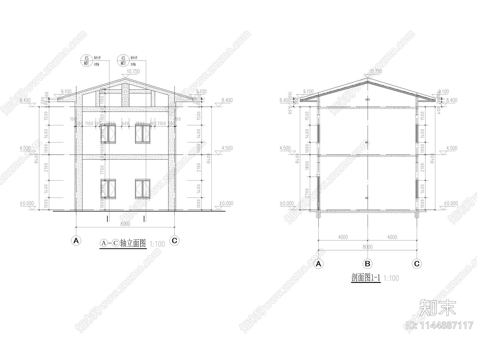 青江超市建筑cad施工图下载【ID:1144887117】