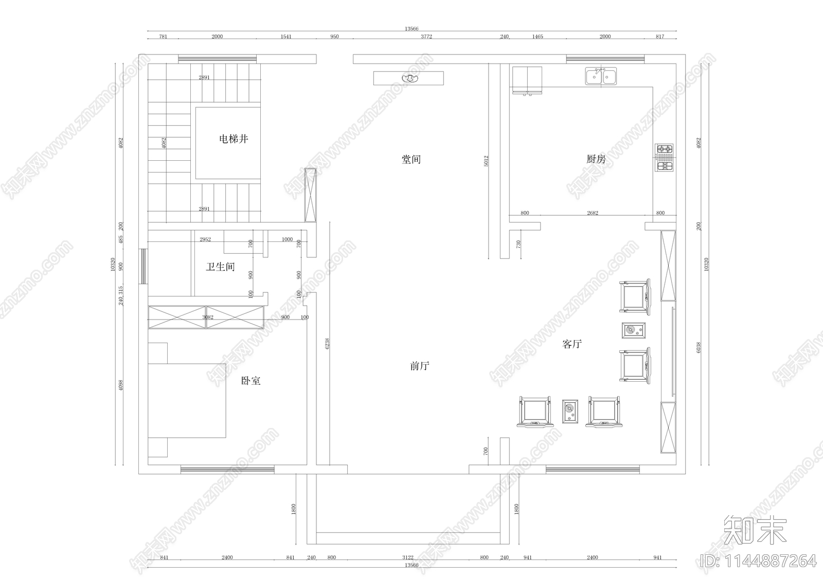 三层别墅平面图施工图下载【ID:1144887264】