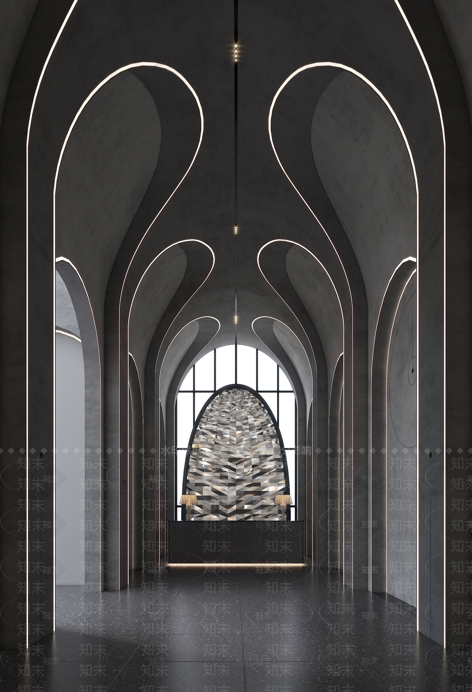 公共走道接待大厅3D模型下载【ID:1144887553】