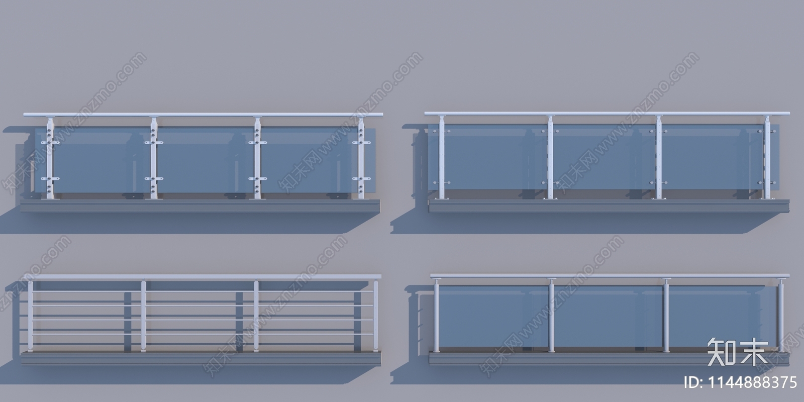 现代玻璃栏杆3D模型3D模型下载【ID:1144888375】