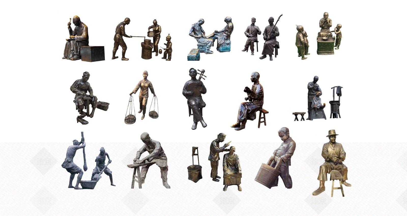 中式民俗人物雕塑SU模型下载【ID:1144975905】