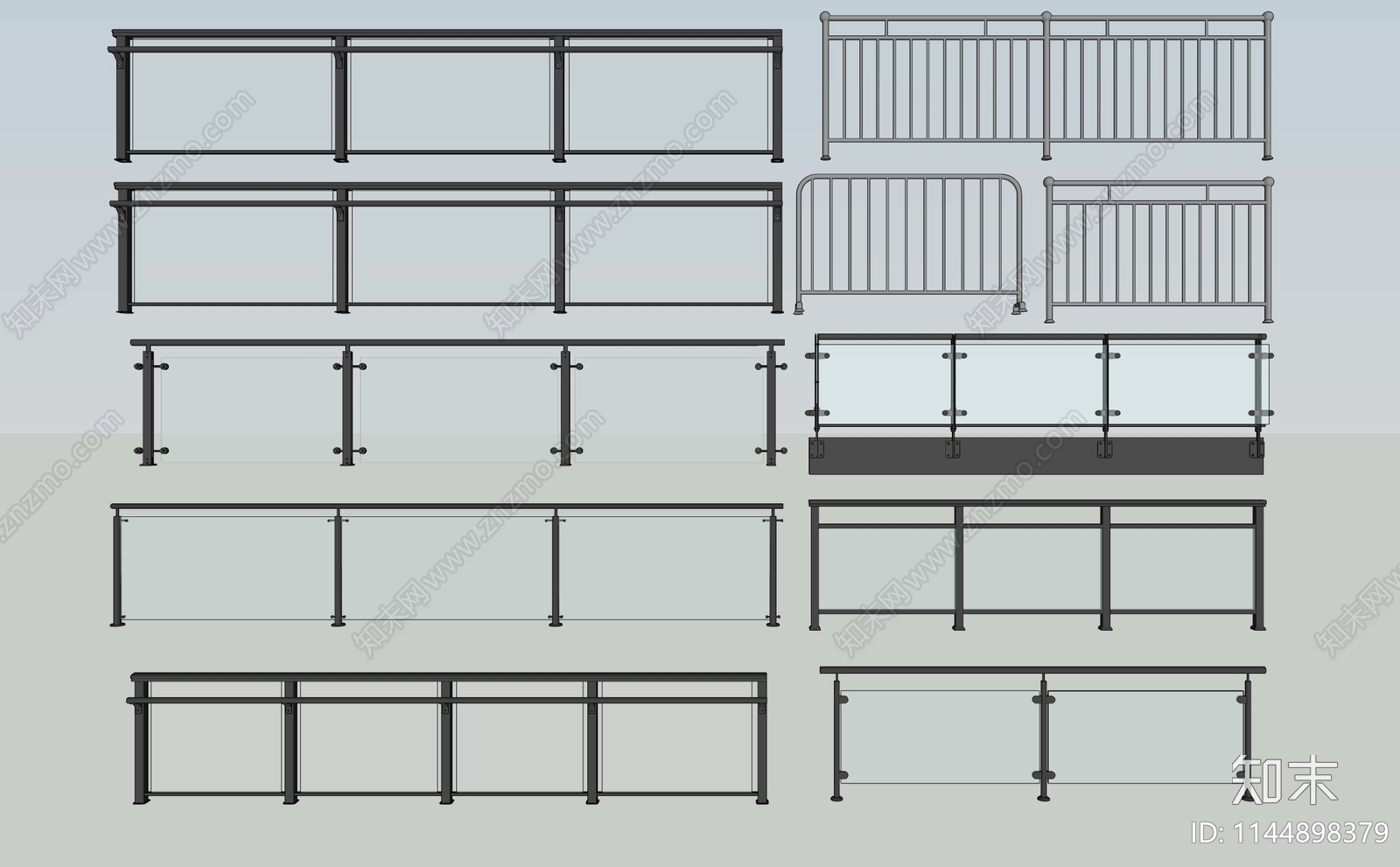 现代玻璃栏杆SU模型下载【ID:1144898379】