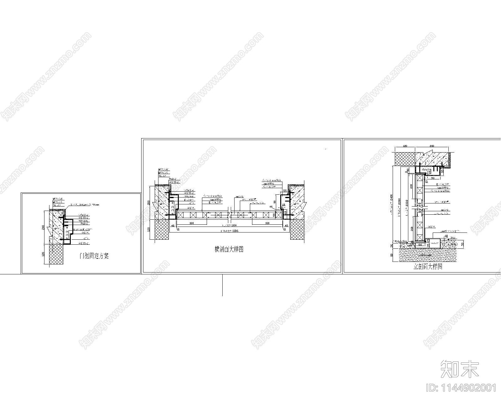 小区单元门详图cad施工图下载【ID:1144902001】