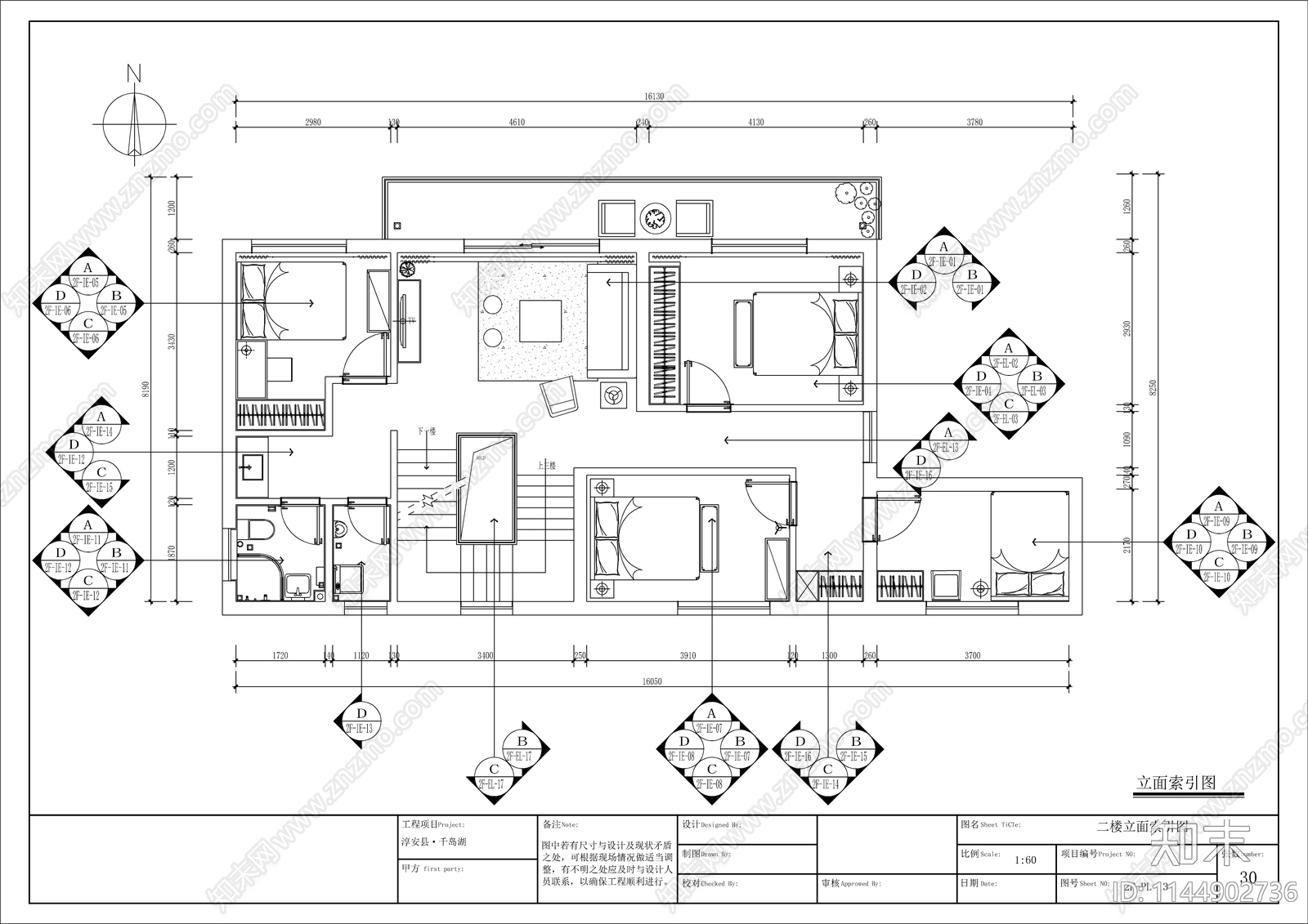 中式风格别墅室内cad施工图下载【ID:1144902736】