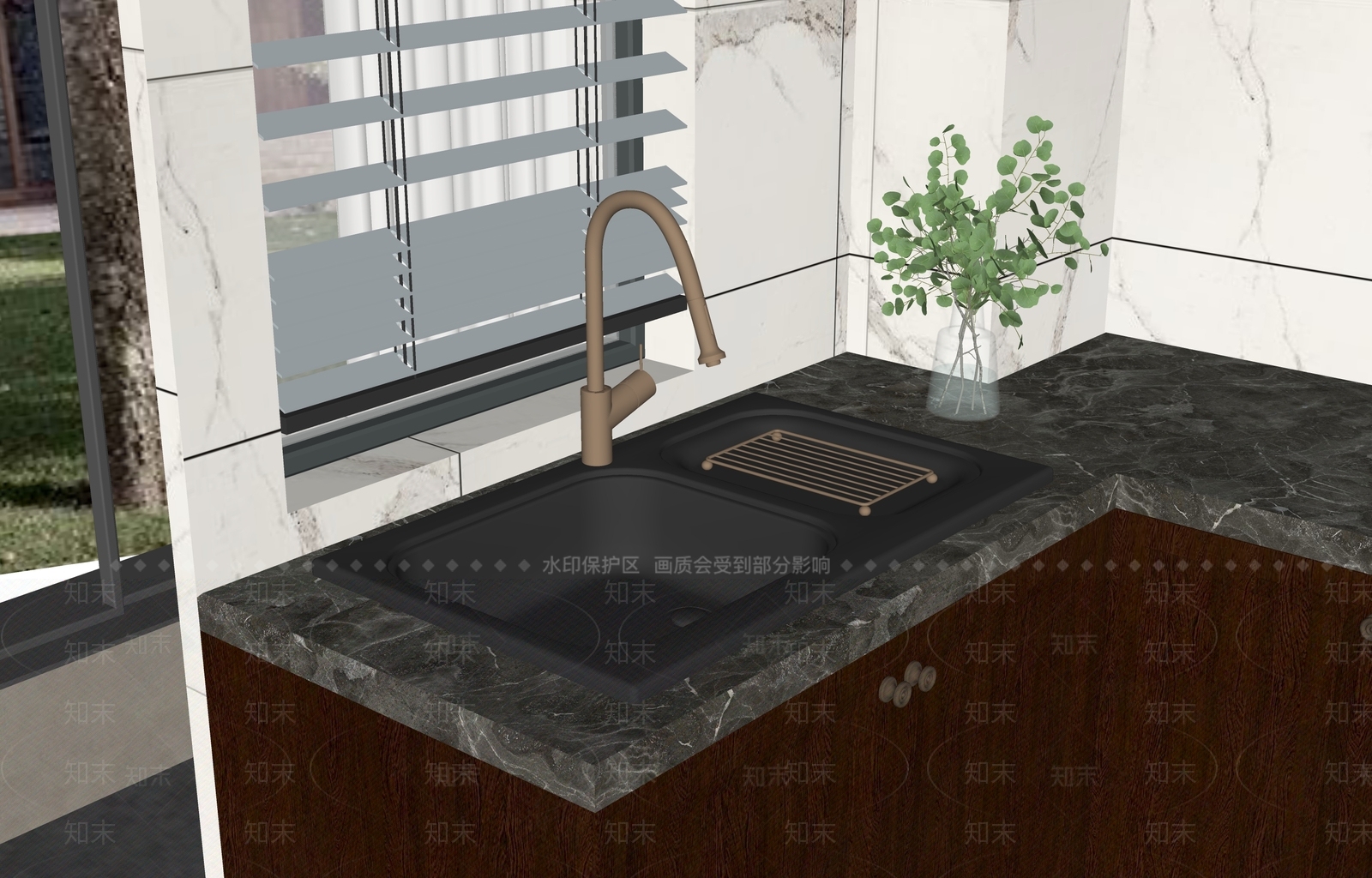 现代厨房水槽SU模型下载【ID:1144904045】