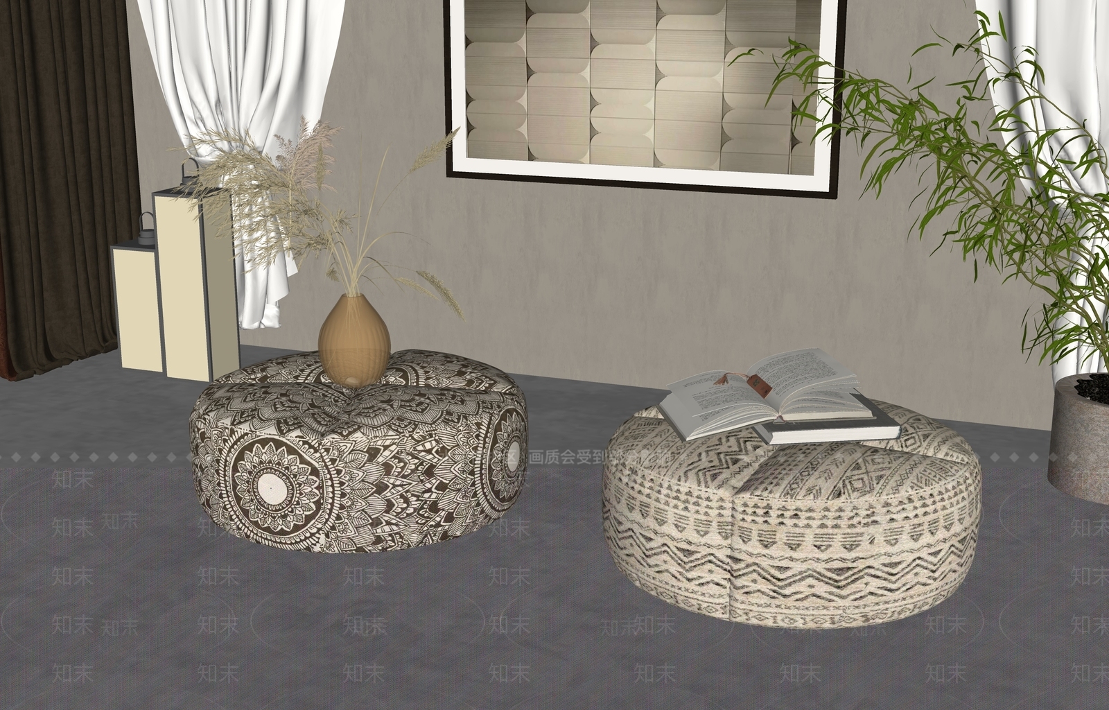 简欧坐垫组合SU模型下载【ID:1144905216】