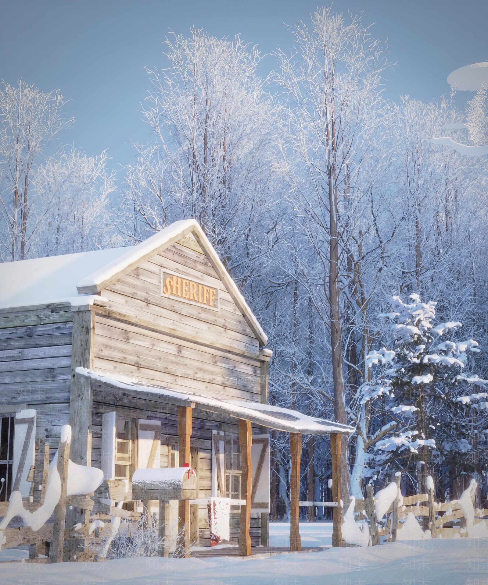 现代雪景木屋SU模型下载【ID:1144906360】