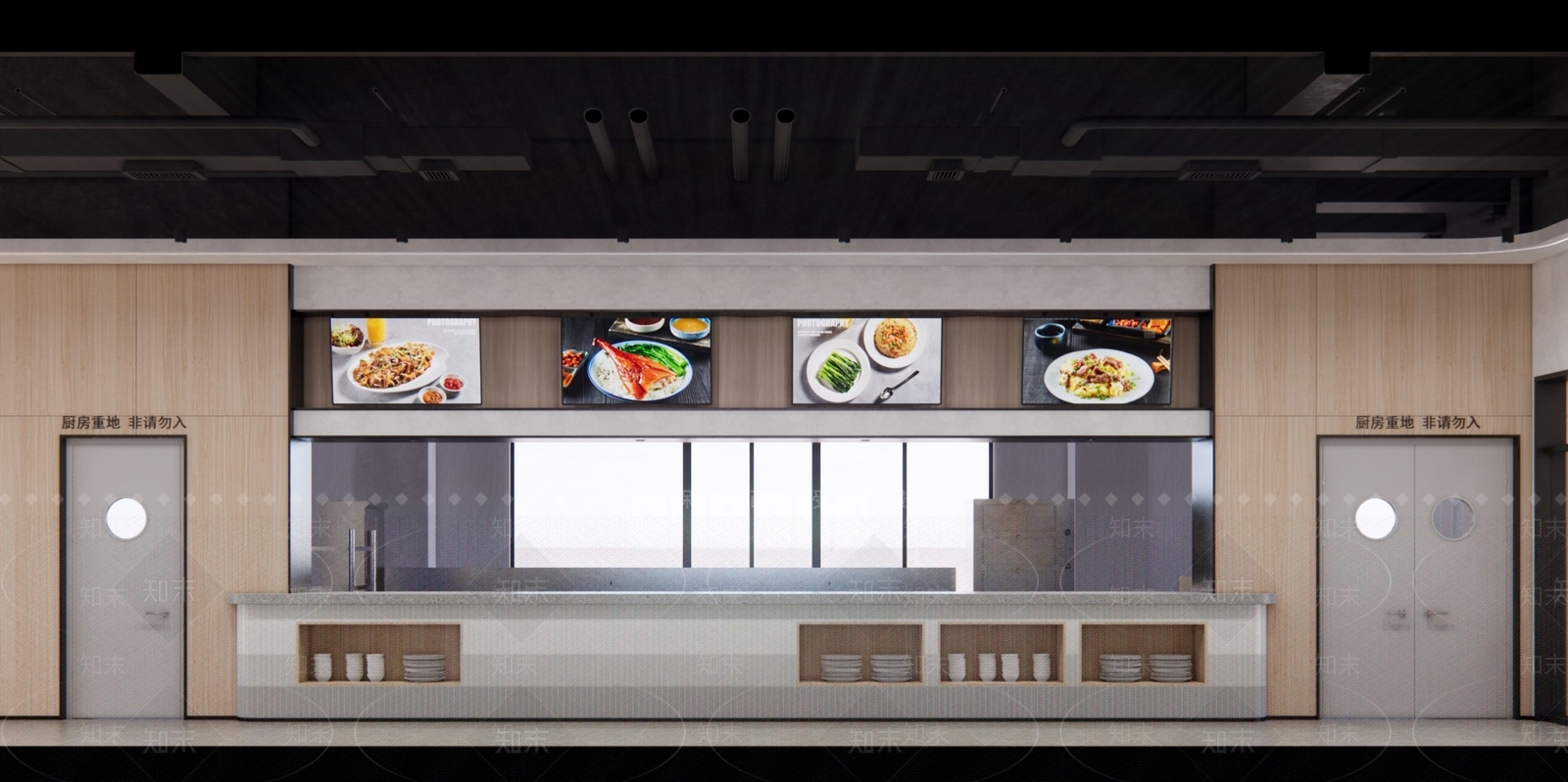 现代食堂档口SU模型下载【ID:1144906710】