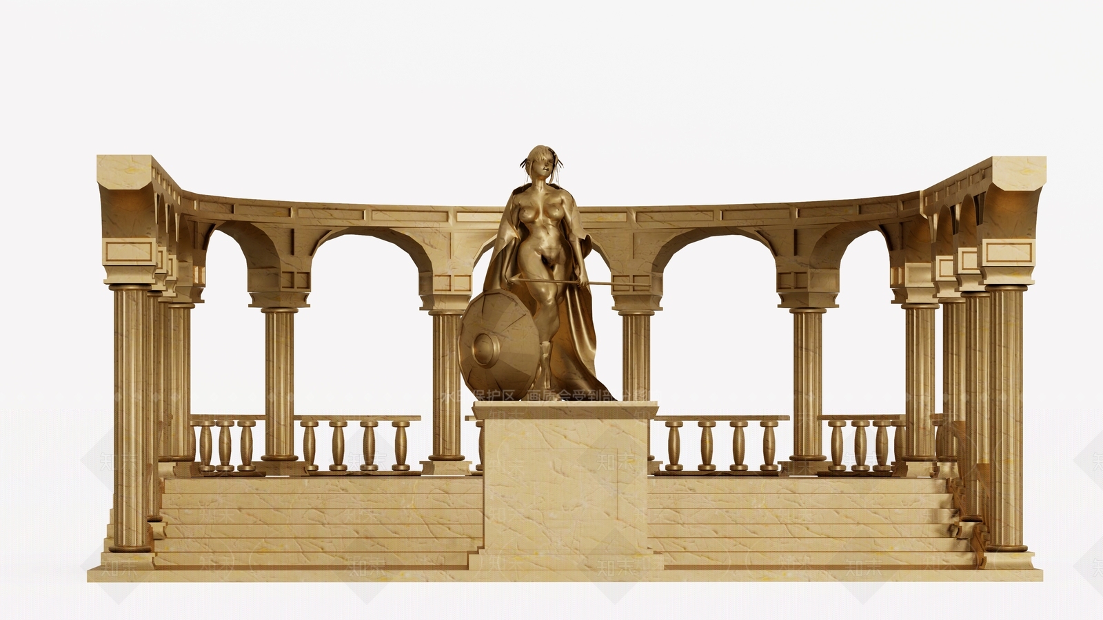 欧式人物雕塑装置SU模型下载【ID:1144910049】