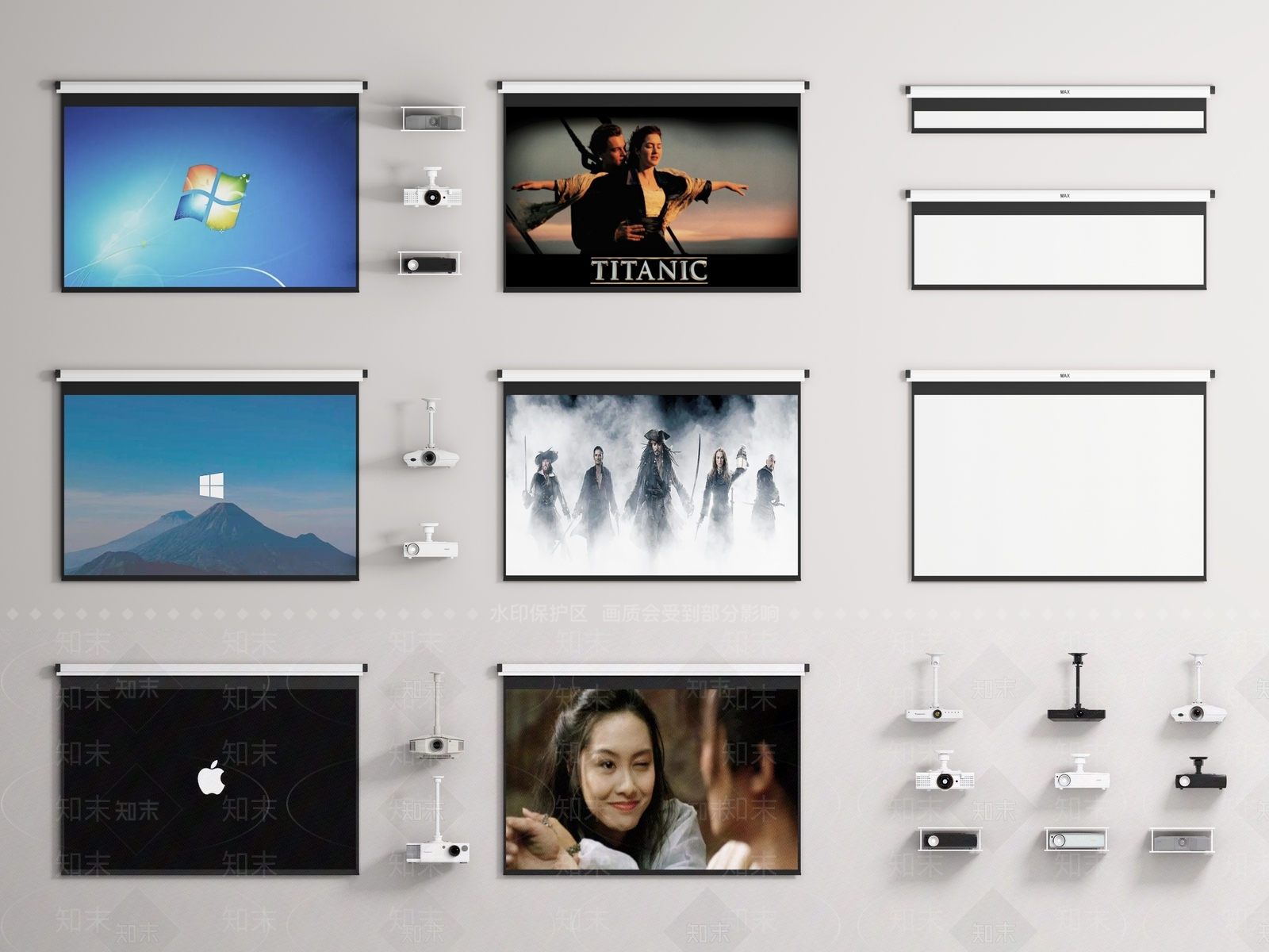 投影仪投影幕布3D模型下载【ID:1144911572】