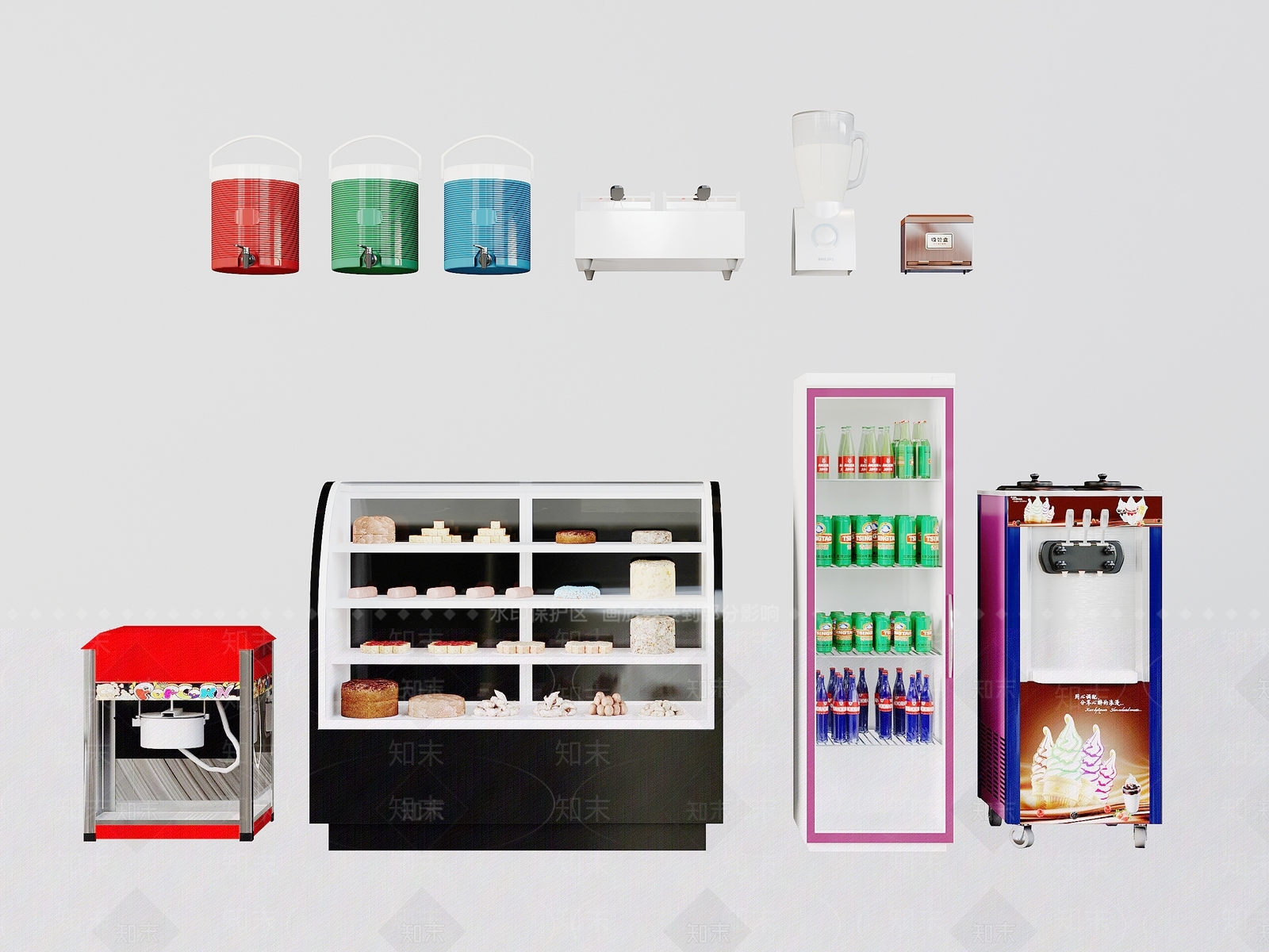 奶茶店面包冰箱冰柜3D模型下载【ID:1144913979】