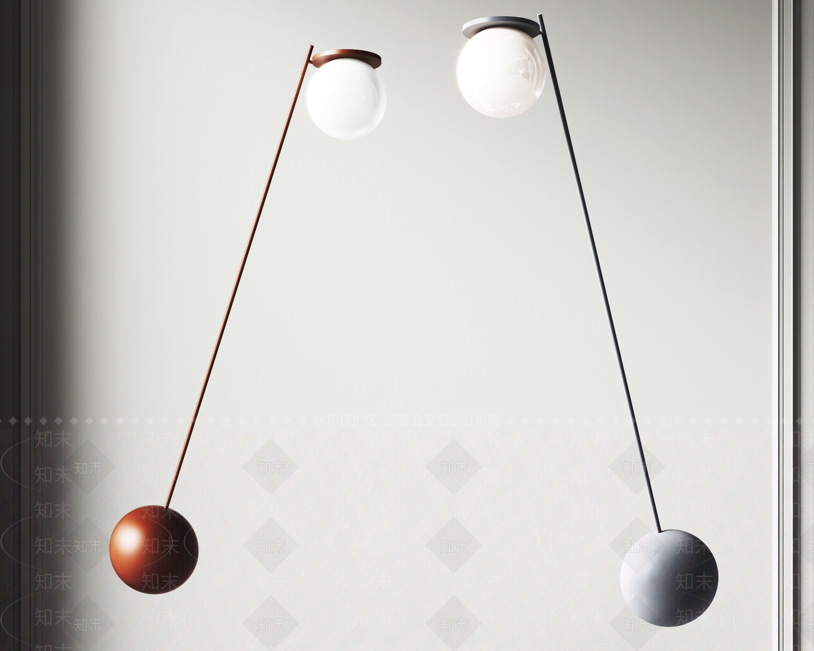 现代落地灯SU模型下载【ID:1144916472】