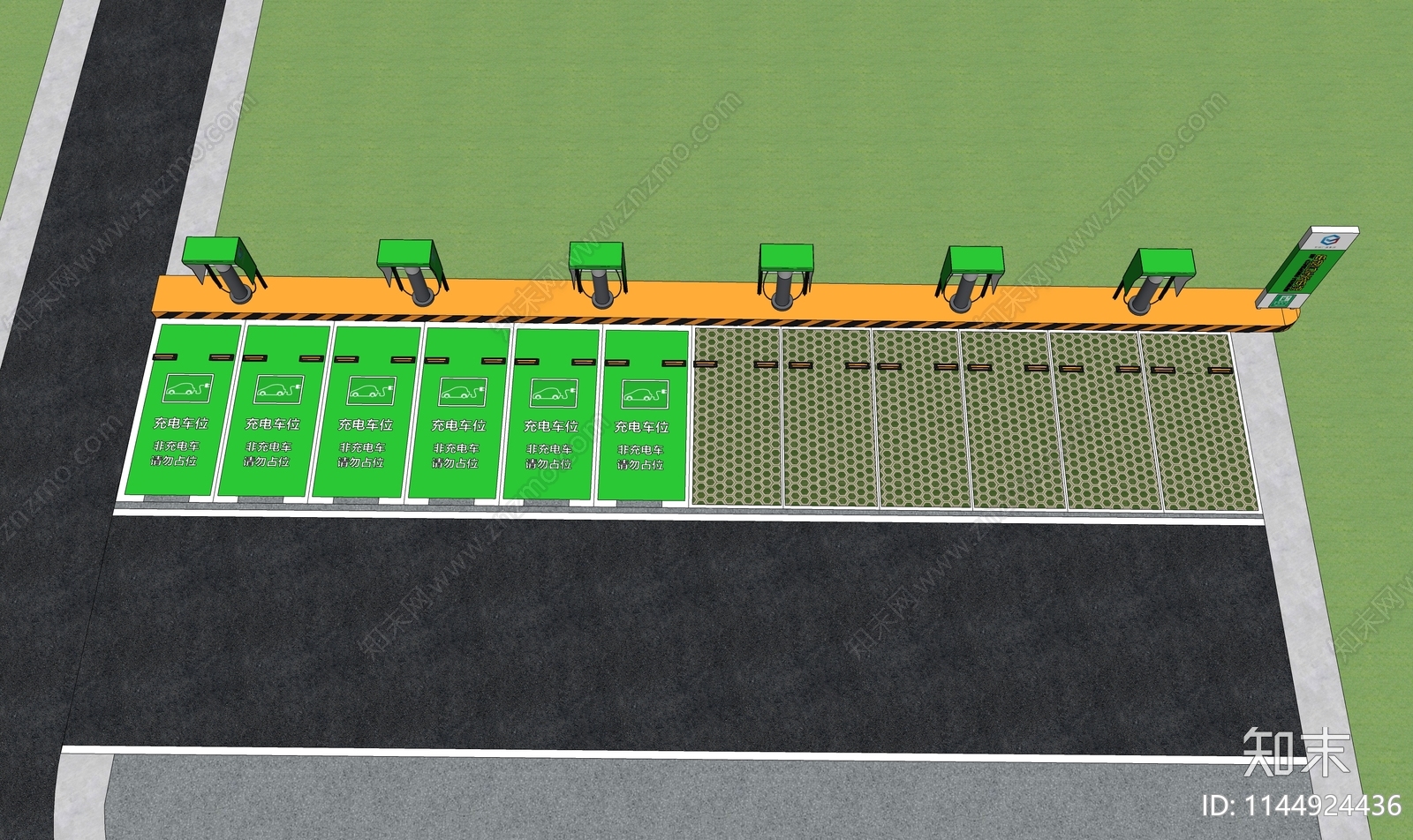 现代新能源充电车位SU模型下载【ID:1144924436】