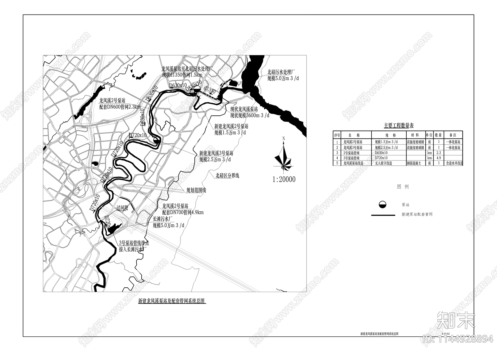 污水处理厂新建龙凤溪泵站及配套管网工程施工图下载【ID:1144928894】