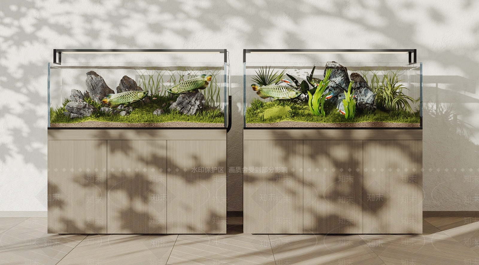 现代鱼缸水族3D模型下载【ID:1144929962】