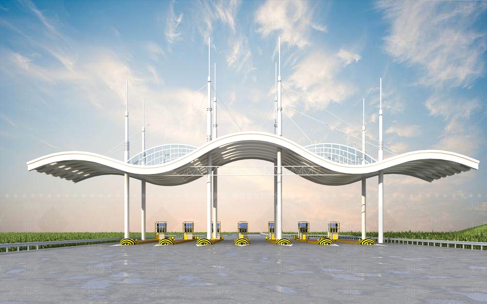 现代高速收费站3D模型下载【ID:1144930977】