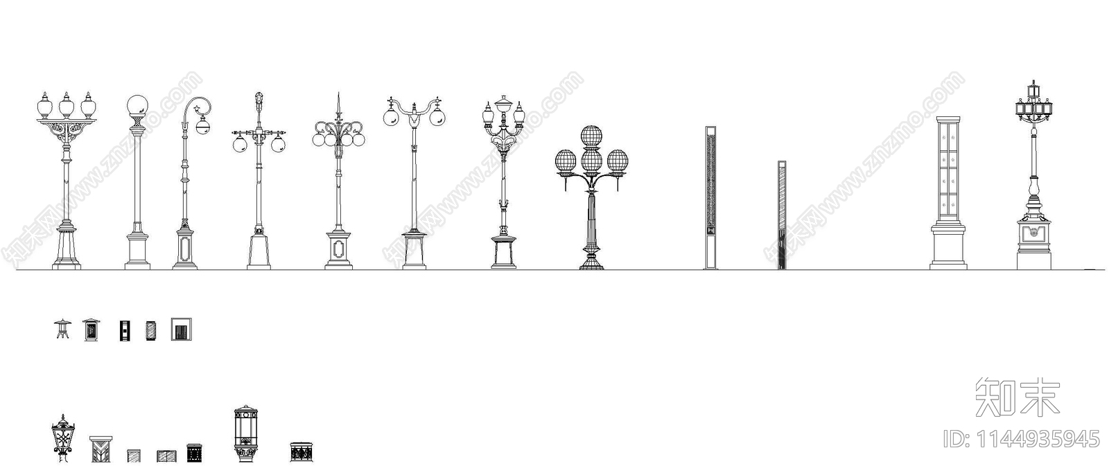 户外灯具cad施工图下载【ID:1144935945】
