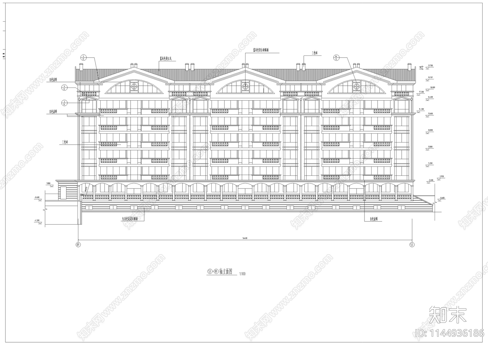 多层住宅建筑cad施工图下载【ID:1144936186】