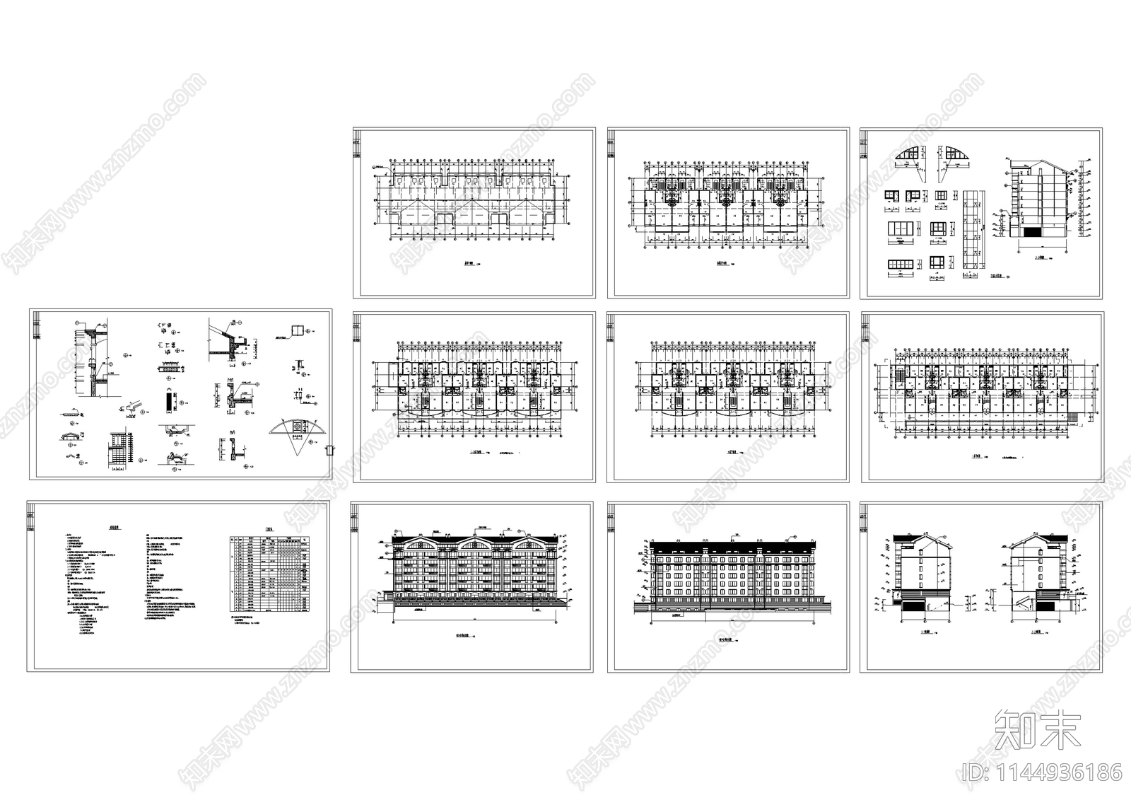 多层住宅建筑cad施工图下载【ID:1144936186】